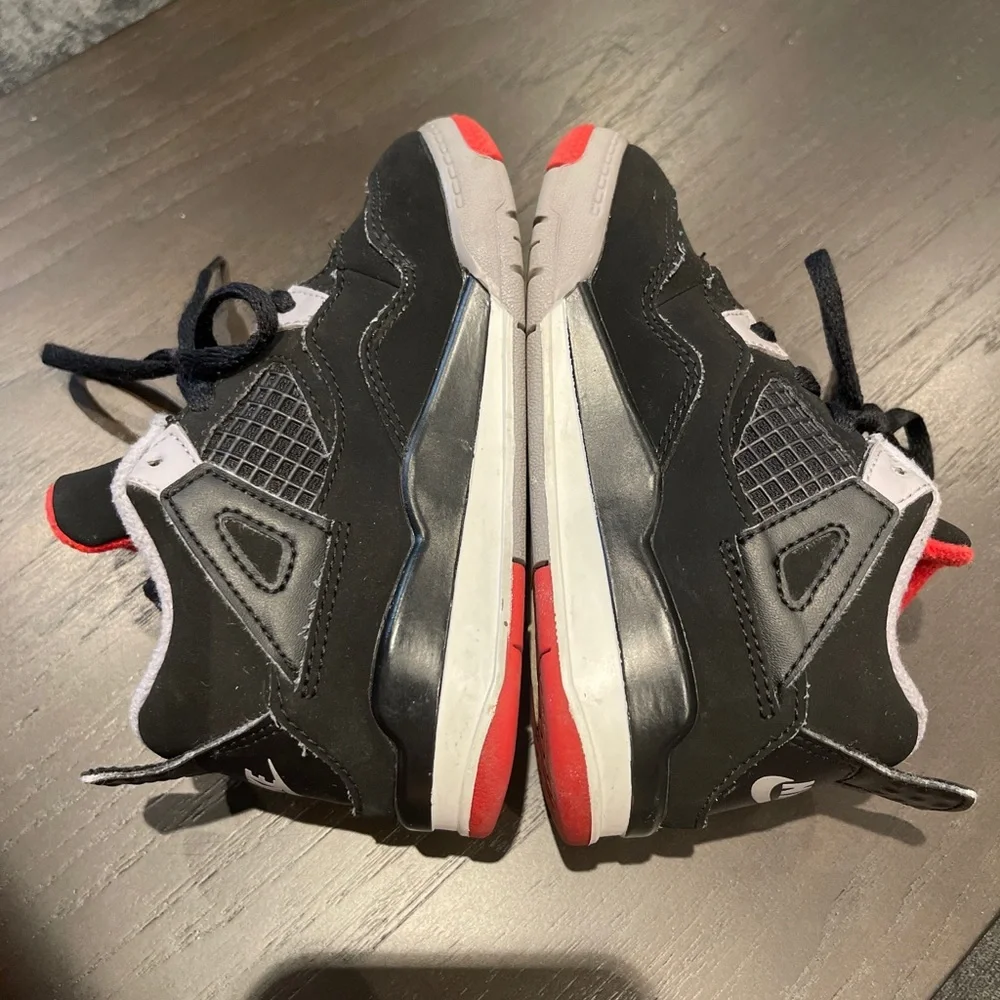 NIKE Air Jordan 4 Retro TD BRED (2019) BQ7670-060 Size 9c Good Condition No Box - Picture 5 of 10